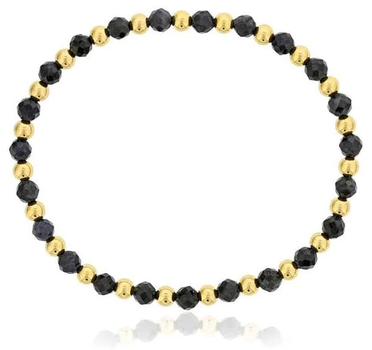 Maharaja Collection Round Sapphire and Gold Filled Beads Bracelet in Gold Filled