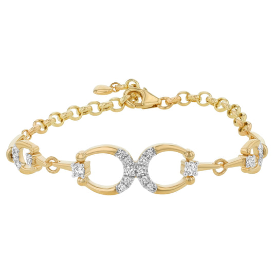 Maharaja Collection Round Diamond Horseshoe Bracelet in 14K Yellow Gold (0.90ctw)
