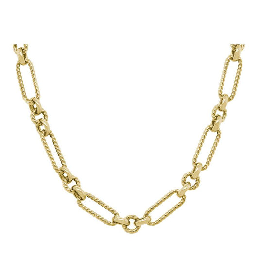 Maharaja Collection Twisted and Round Link Chain Necklace in 14K Yellow Gold (18")