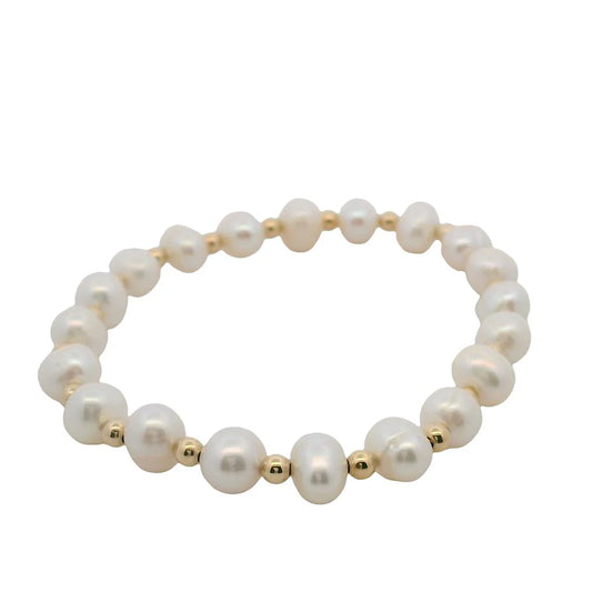 Maharaja Collection Pearl and Gold Filled Bead Bracelet in Gold Filled