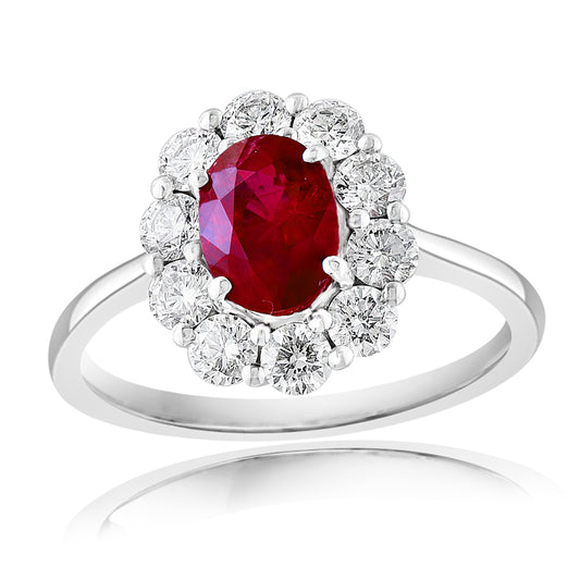 Maharaja Collection Ruby and Diamond Fashion Ring in 14K White Gold (1.72ctw)