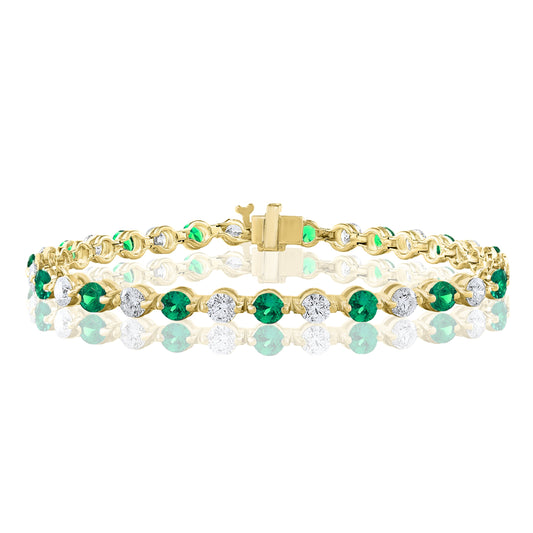 Maharaja Collection Emerald and Diamond Bracelet in 14K White Gold (5.93ctw)