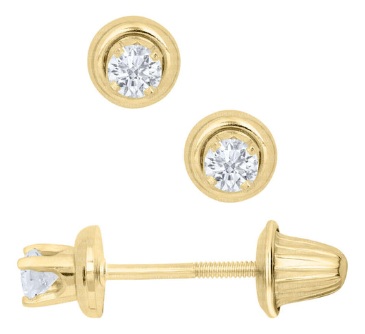 Maharaja Collection Round Diamond Stud Earrings in 14K Gold (.14tcw)
