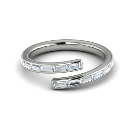 Maharaja Collection Baguette Diamond Bypass Ring in 14K White Gold (0.54tdw)