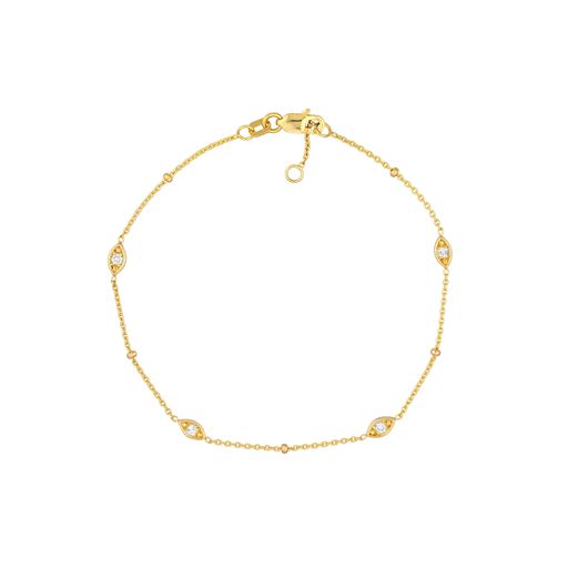 Maharaja Collection Marquise Diamond Station Bracelet in 14K Yellow Gold (0.12ct)