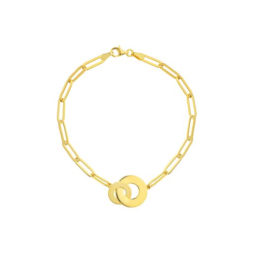 Maharaja Collection Interlocked Discs on Paper Clip Chain Bracelet in 14K Yellow Gold