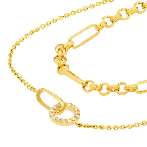 Maharaja Collection Layered Circle Adjustable Necklace in 14K White Gold (0.06ctw)