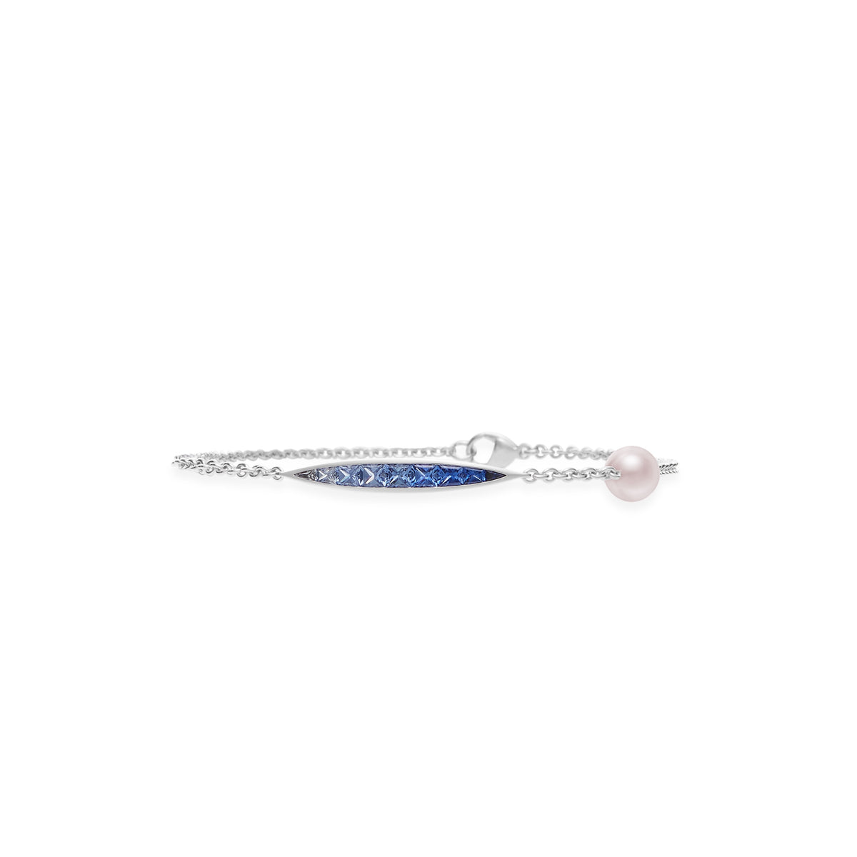 Mikimoto Akoya A+ 6mm and Blue Sapphire Bracelet in 18K White Gold (0.83ct)