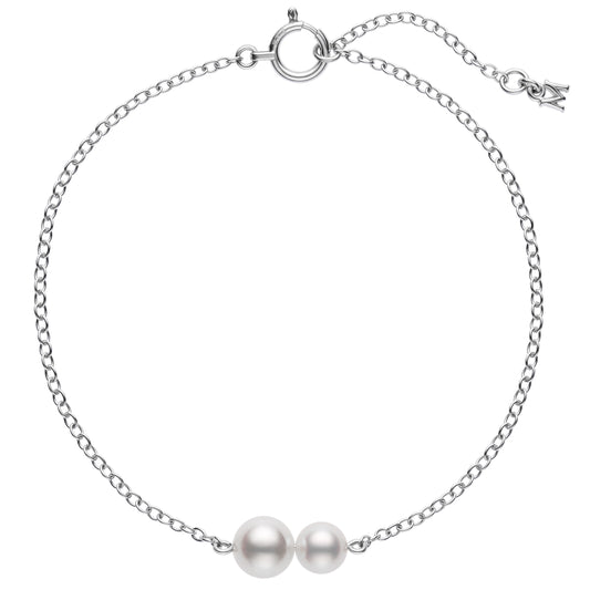 Mikimoto Akoya Cultured Pearl Station Bracelet with 6mm and 5mm Pearls in 18K White Gold