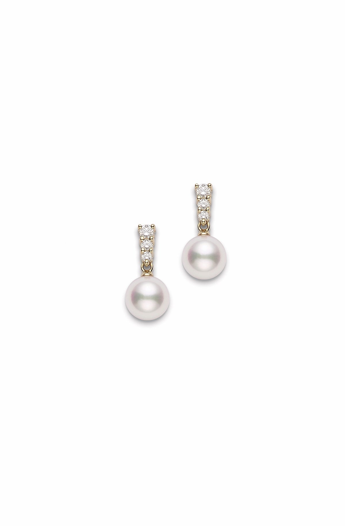 Mikimoto Akoya Cultured Pearl Earrings with 0.29 ct (0.29tw) in 14K White Gold