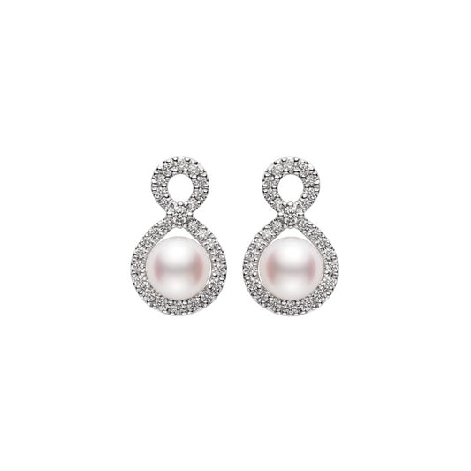 Mikimoto Akoya A+ Cultured Pearl and Diamond Earrings (0.22ct)