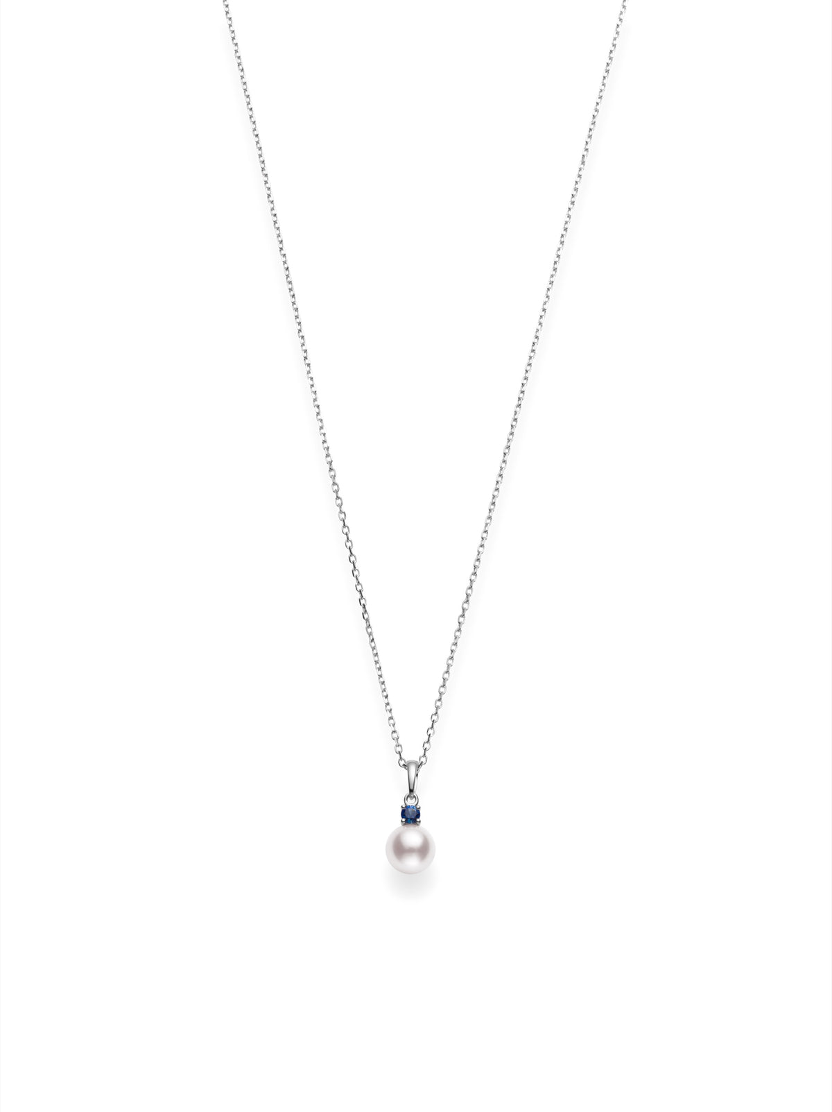 Mikimoto Akoya Pearl Pendant with Sapphire in 18K White Gold (0.13ct)