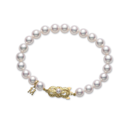 Mikimoto Akoya Cultured Pearl Strand Bracelet in 18K Yellow Gold (7 x 6.5mm)