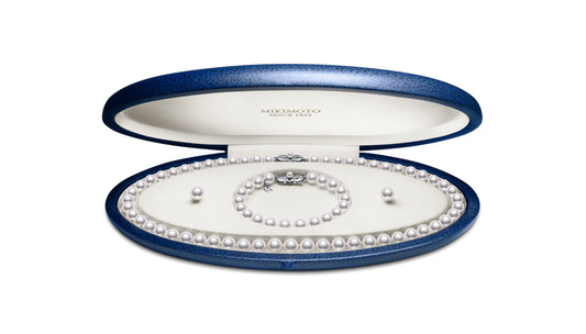 Mikimoto Akoya Cultured Pearl Necklace, Bracelet, and Stud Earrings Set in 18K White Gold