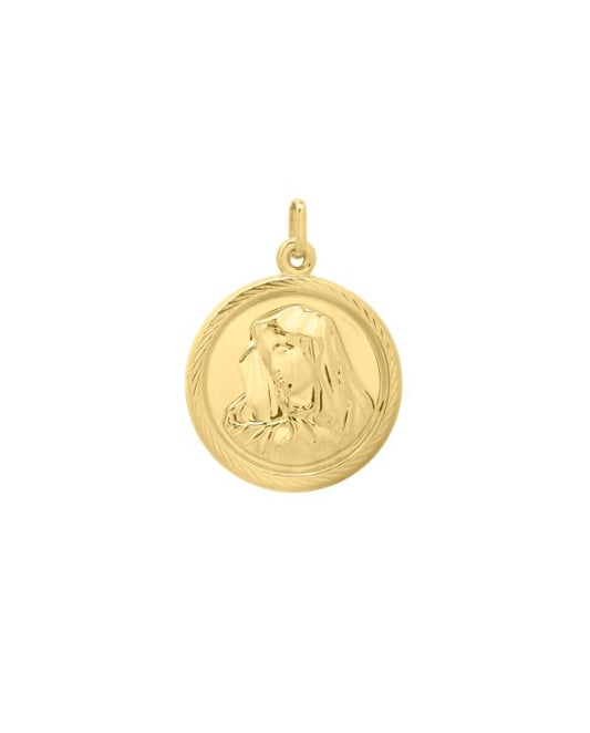 Maharaja Collection Religious Virgin Mary Pendant in 14K Gold