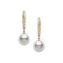 Maharaja Collection Akoya Cultured Pearl Lever Back Earrings in 18K Yellow Gold (0.08ct)