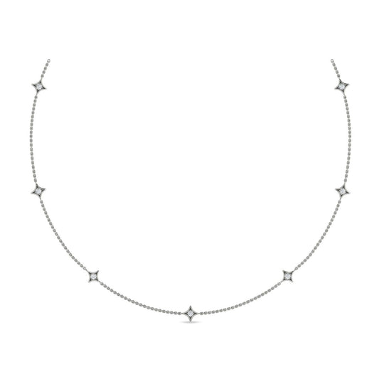 Maharaja Collection Star Station Diamond Necklace in 14K White Gold (0.39ctw)