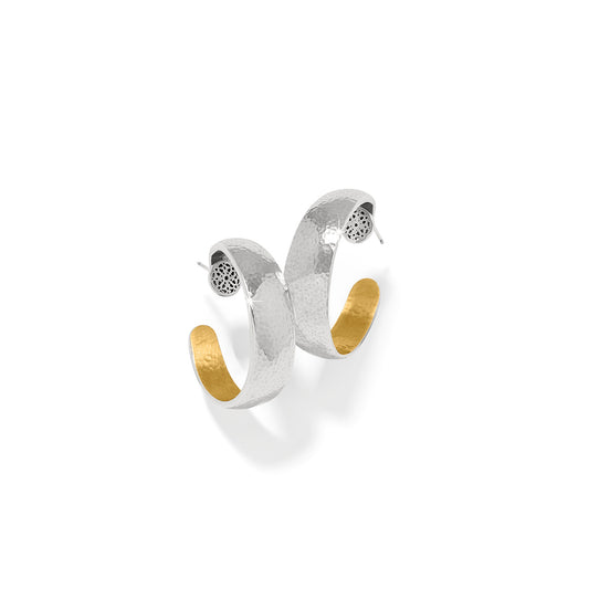 Maharaja Collection Moon Small Hoop Earrings in Moonlight Silver