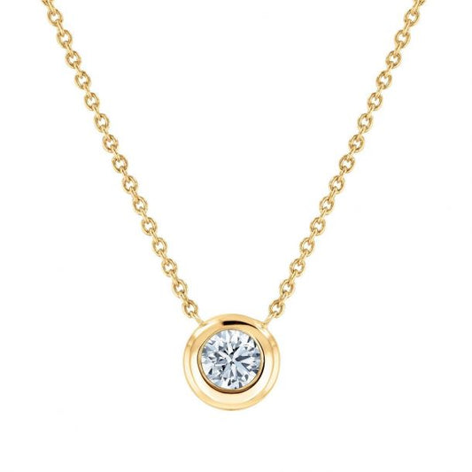 Maharaja Collection Round Diamond Solitaire Necklace in 18K Gold (0.38tcw)