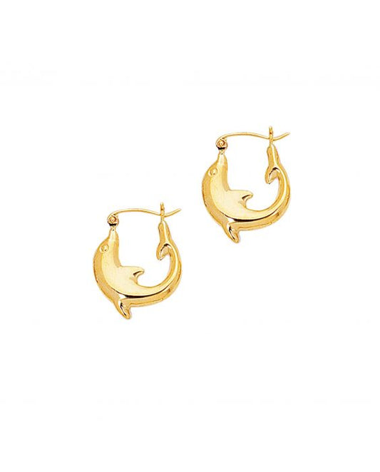 Maharaja Collection Small Dolphin Back to Back Hoop Earrings in 14K Gold