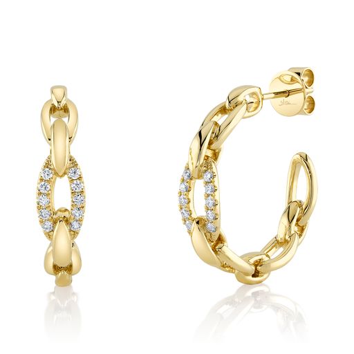 Maharaja Collection Diamond Link Hoop Earrings in 14K Yellow Gold (0.25tdw)
