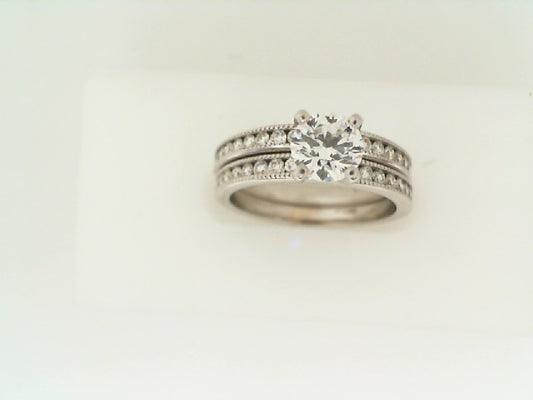 Lady's White 14 Karat Diamond Solitarie Ring Set