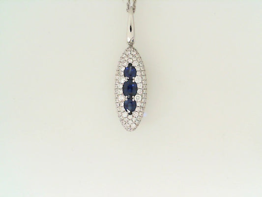 Maharaja Collection Round Diamond and Round Sapphire Two-Tone Pendant in 18K Gold (1.37ctw)