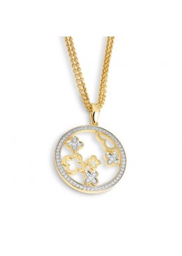 Maharaja Collection Round Diamond Floral Pendant in 14K White Gold (0.43ct)