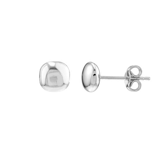 Maharaja Collection Flat Round Pebble Stud Earrings in 14K White Gold