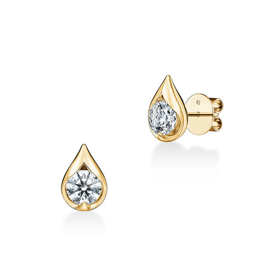 Maharaja Collection Round Diamond LU Droplet Stud Earrings in 18K Yellow Gold (1.46ctw)