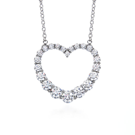 Maharaja Collection Whimsical Graduated Heart Necklace with 1.15ct Diamond in 18K White Gold (1.15ct)